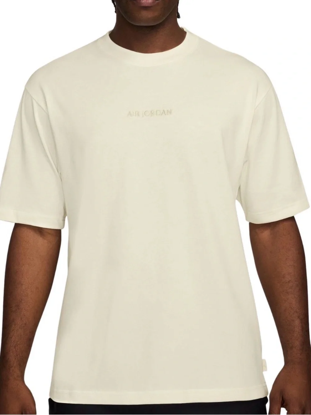 Jordan Cream Short Sleeve Crewneck T-Shirt with Subtle Logo